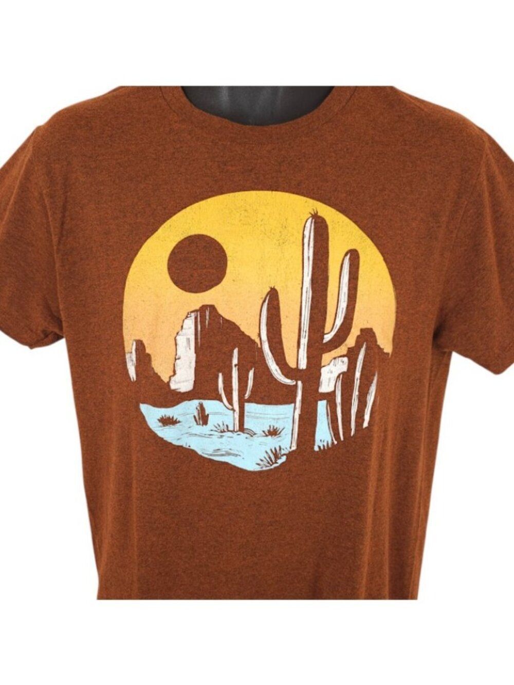 Desert Cactus T Shirt Mens Size Medium Rust Orange Nature Tee